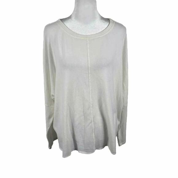 H by Bordeaux Off White Oversized Sweater Top Long Sleeve Soft Small Casual - Picture 1 of 6